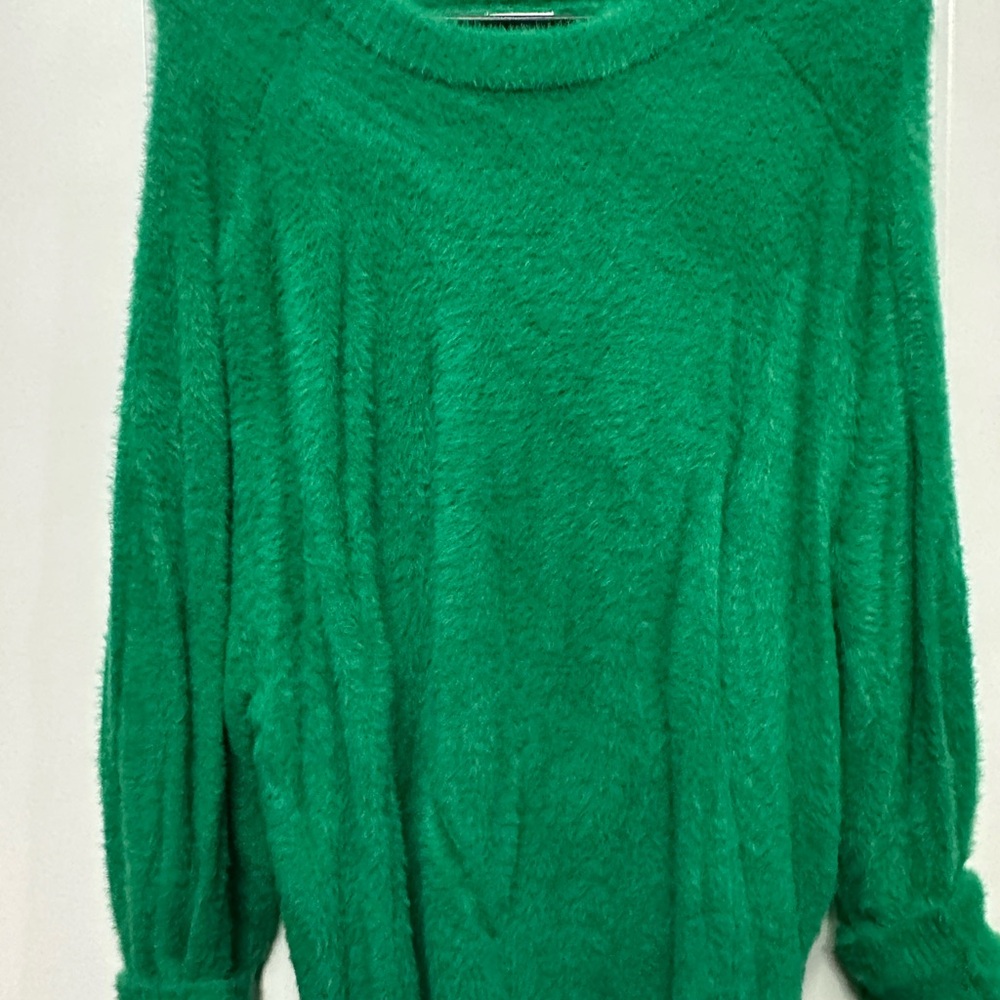 Aerie Cozy Green Crew Neck Sweater